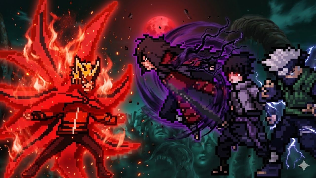 Naruto Baryon V3 OP VS Madara OP & Sasuke Rinnegan OP & Kakashi DMS OP in Jump Force Mugen