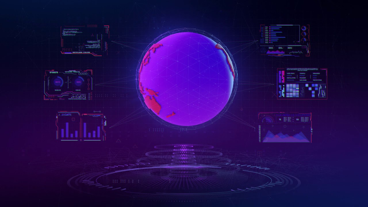 Cyberpunk Futuristic Earth Interface Background video | Footage | Screensaverr