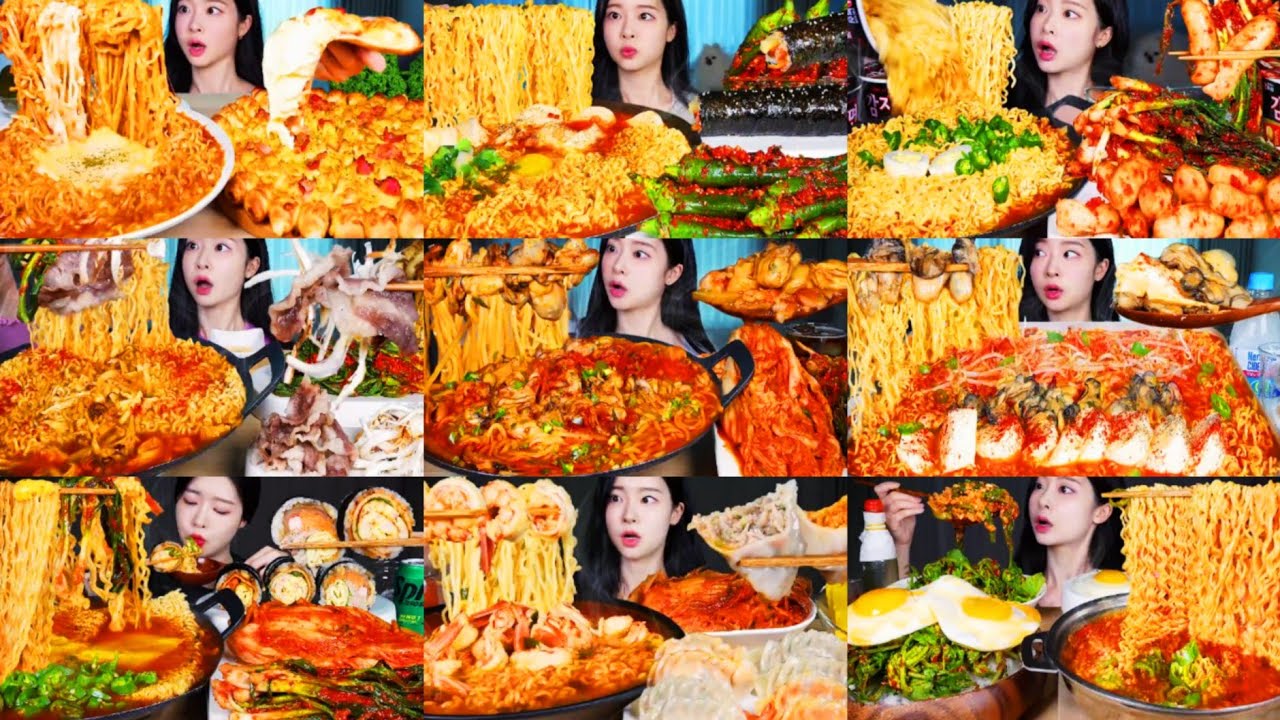 MOST POPULAR FEMALE KOREAN MUKBANGERS COMPILATION || FUME ASMR KOREAN NOODLES EATING SHOW REAL SOUND