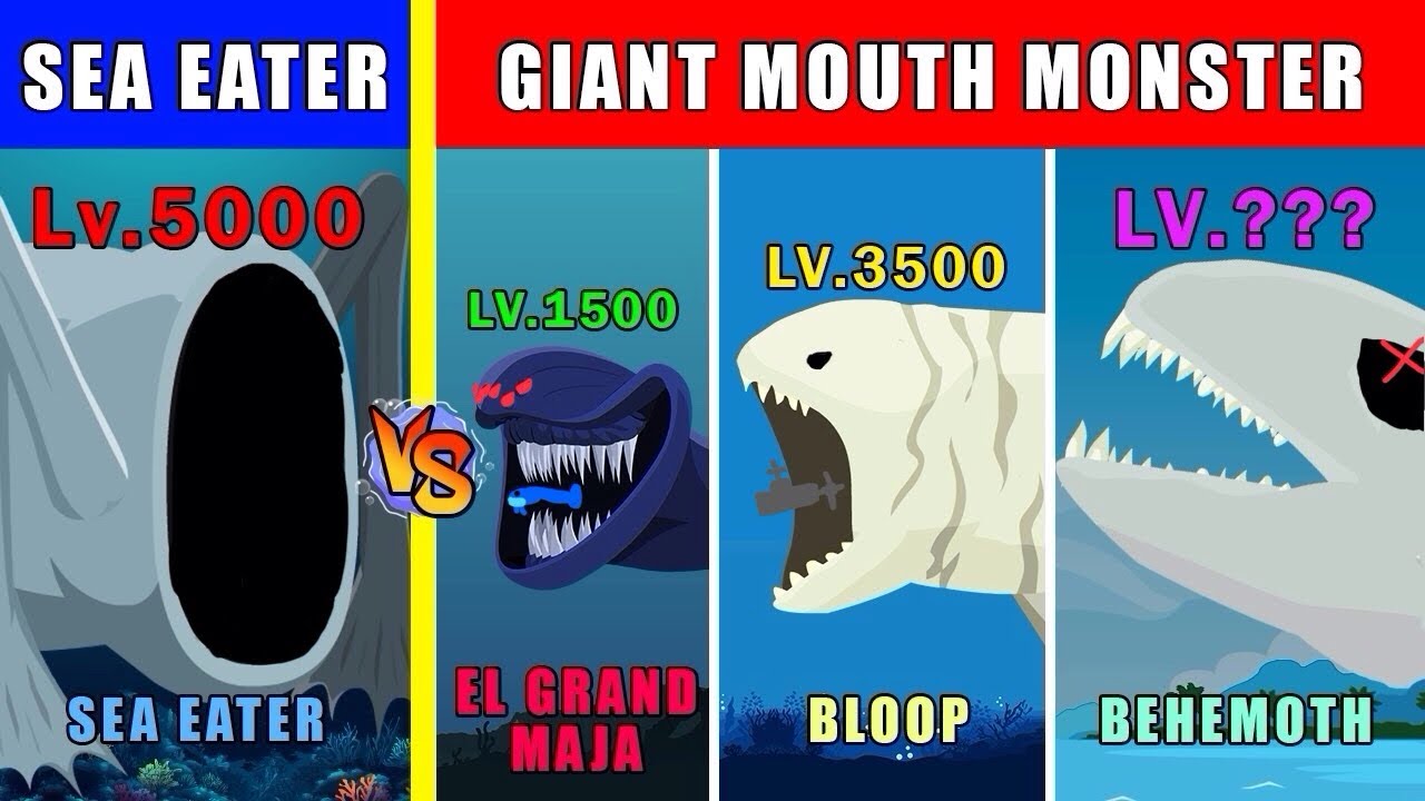 Sea eater vs Giant mouth monsters (level challenge) sticknodes animation