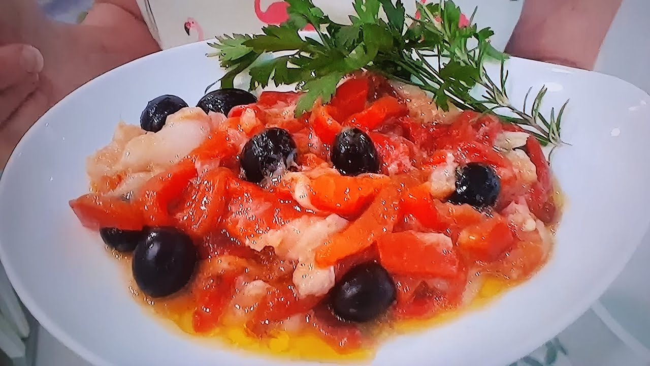 Increíble ensalada de pimientos asados con bacalao.Sabor Artesano