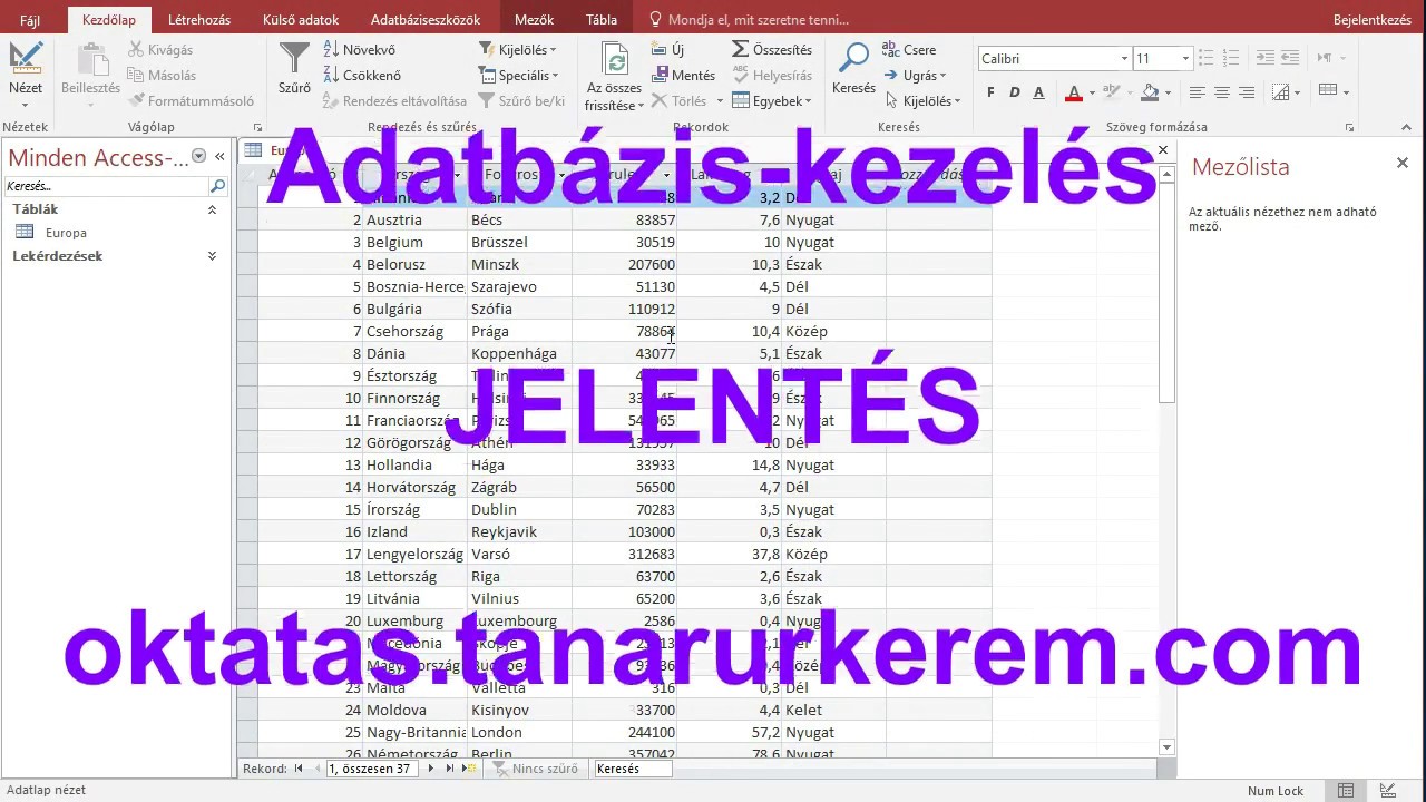 Jelentés készítése (Access)