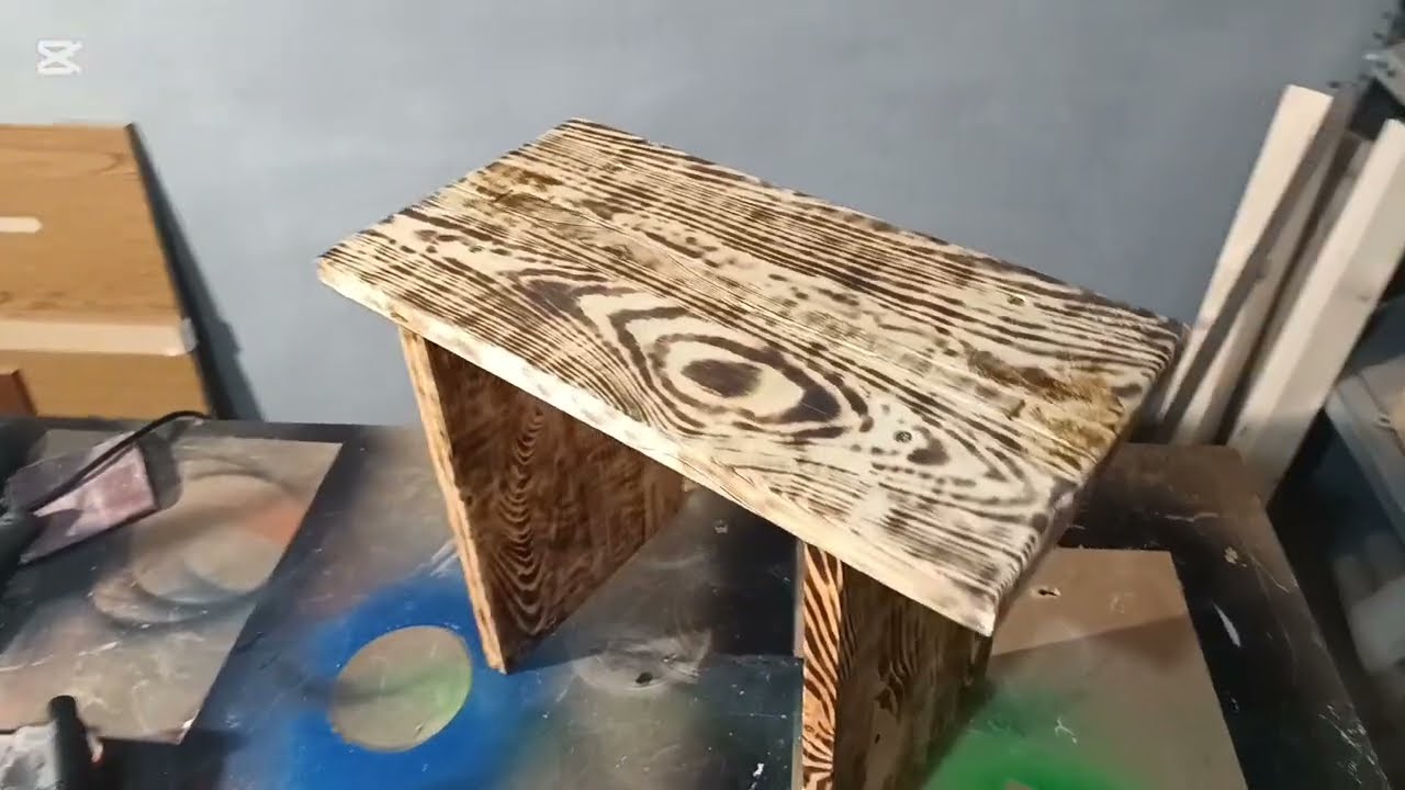 Rustic Wooden Stool Finished with Torch Burning &ndash; A Unique Handmade Piece #wood #handmade #rustic 
