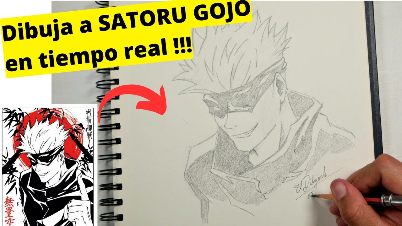 🔴 Cómo dibujar a SATORU GOJO a lápiz de JUJUTSU KAISEN paso a paso