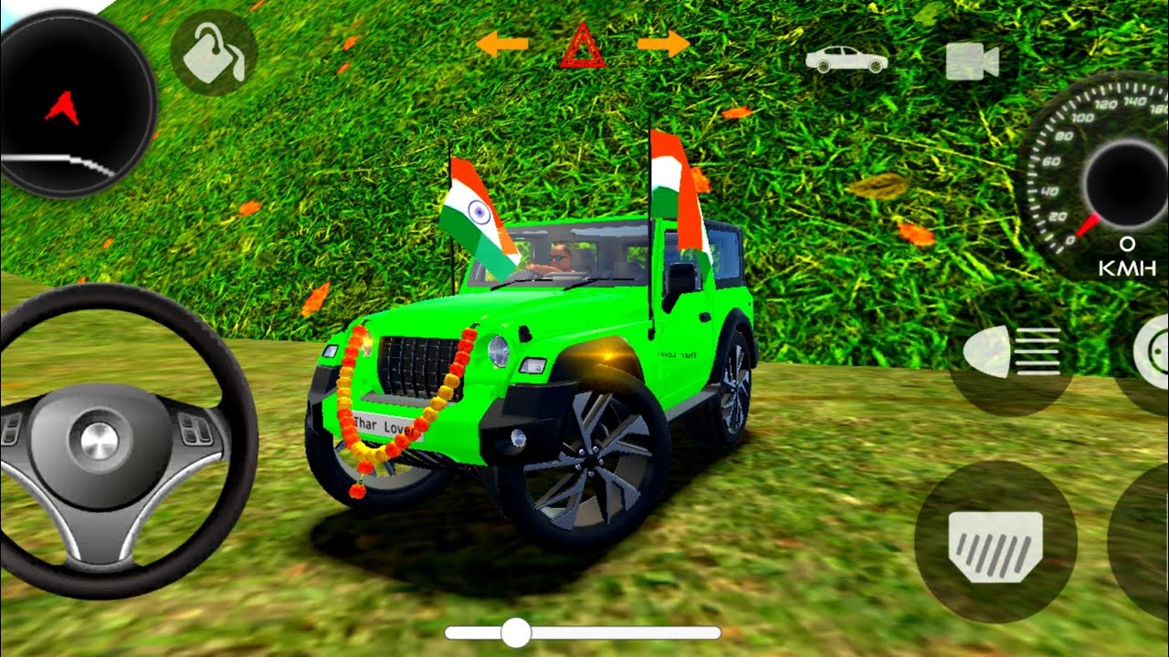 Modified Green Mahindra Thar 👿💚 | Realistic Indian Car Driving Simulator | Gadi Wala Game Android 