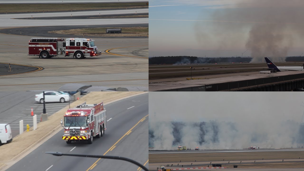 Large Brush Fire Caused by Airplane - Washington Dulles International Airport