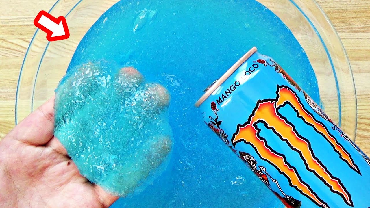 【DIY】たぷたぷモンスターエナジースライムを作ってみた！【シャリシャリフローズンスライムの作り方】