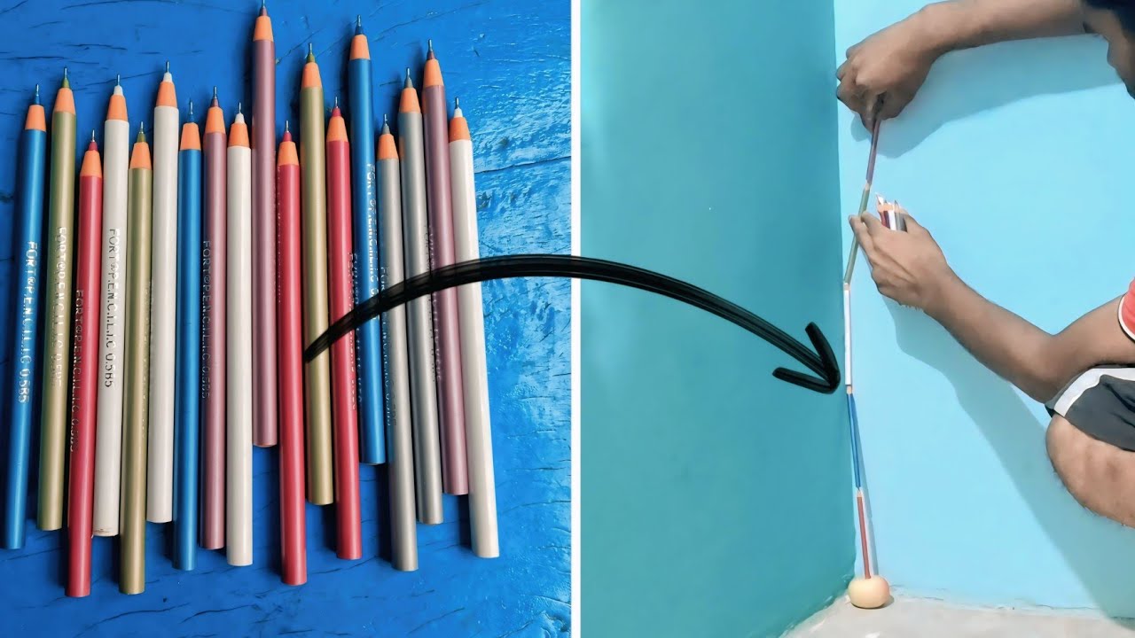 Stending All Pen One On Top Of Another || एक के ऊपर एक खड़े पेन