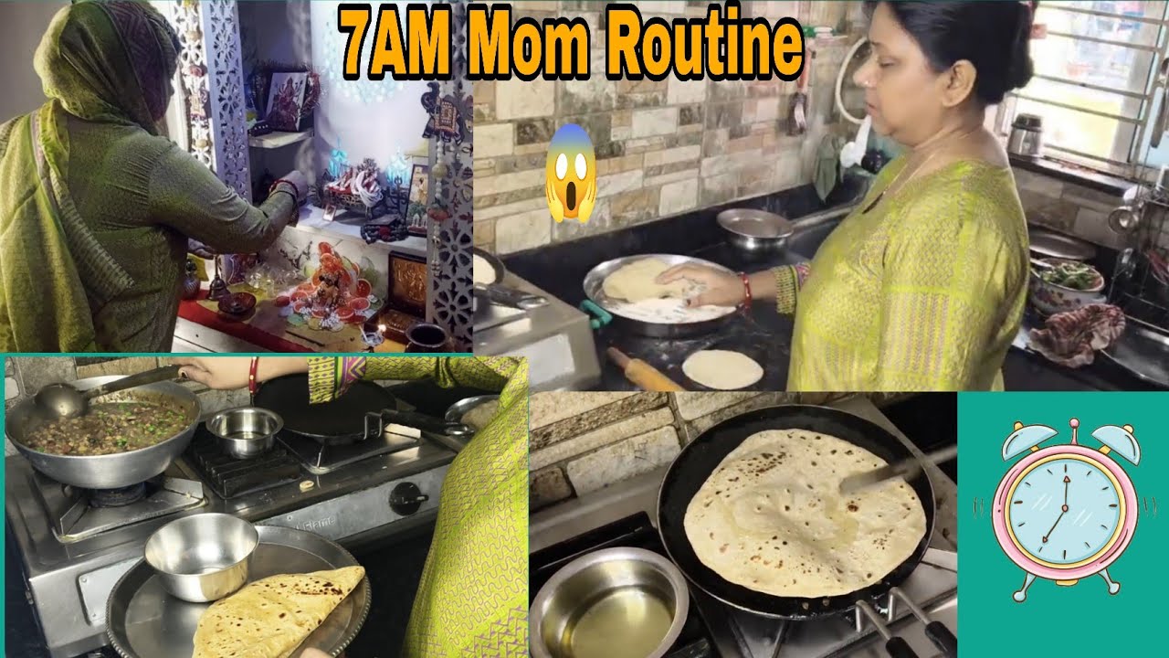 Indian Mom 7AM Morning Routine 🌅 | Puja 🙏 Tadka Paratha | Family Vlog