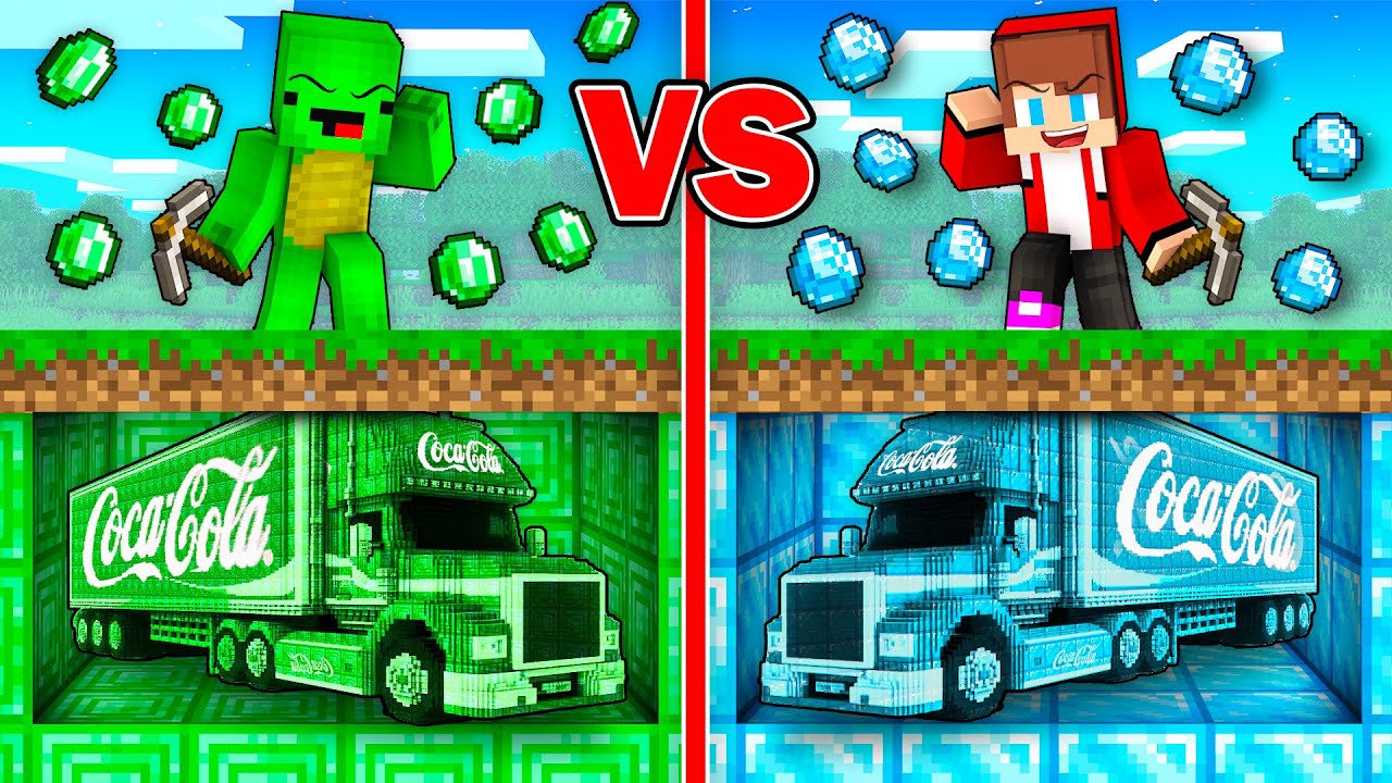 Mikey EMERALD vs JJ DIAMOND Truck Mine Battle in Minecraft (Maizen)