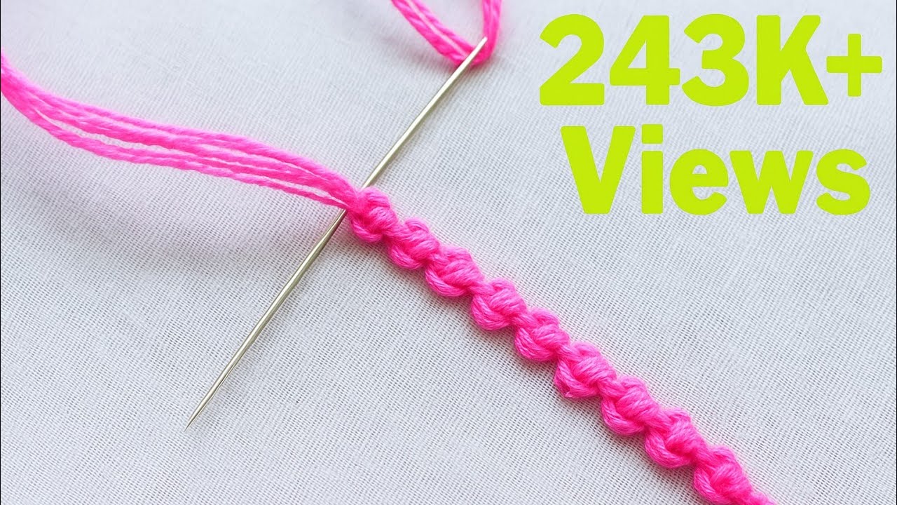 Hand embroidery double knot stitch tutorial for beginners,Basic embroidery stitch,Double knot stitch