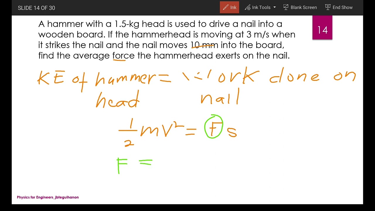 Physics for Engineers Kinetic energy & work problem solving in Tagalog