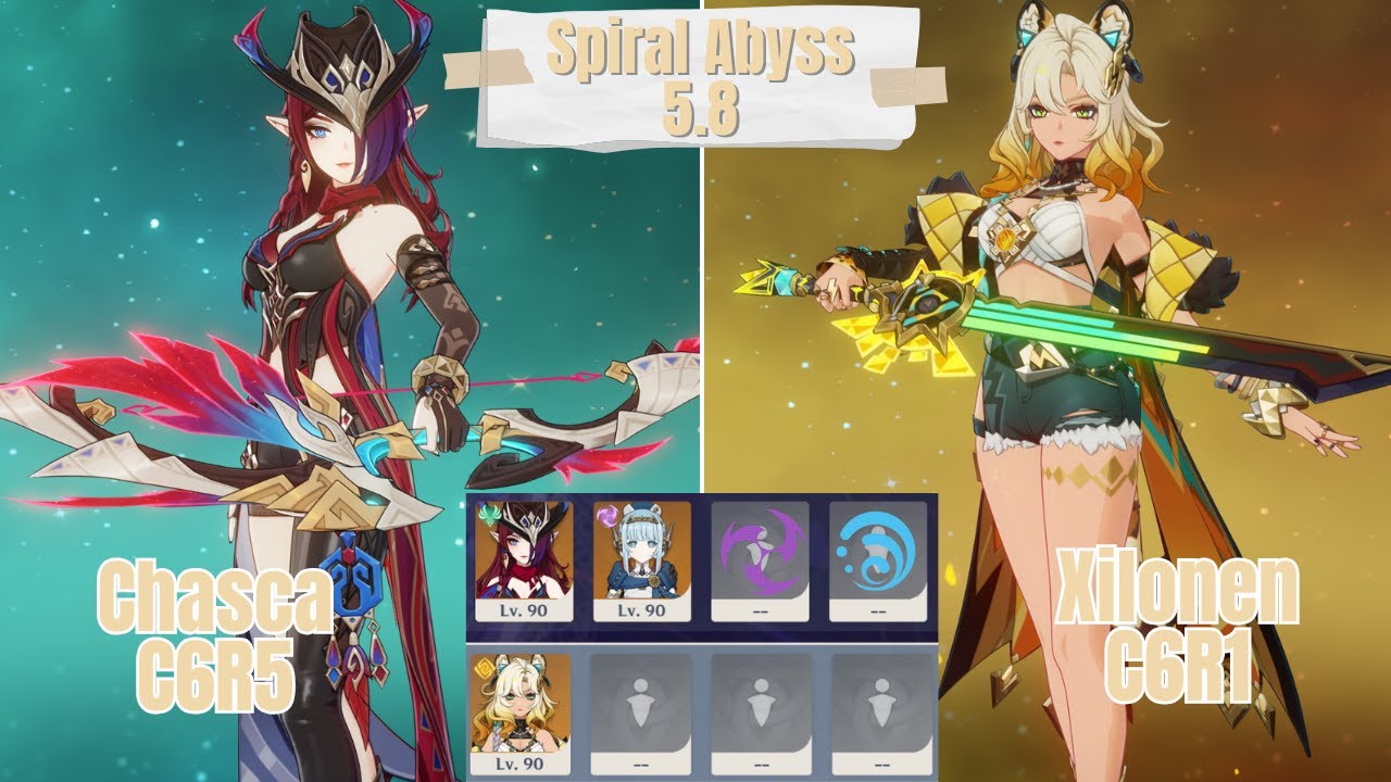 C6R5 Chasca Solo Lunar Charged & C6R1 Xilonen Solo Spiral Abyss 5.8