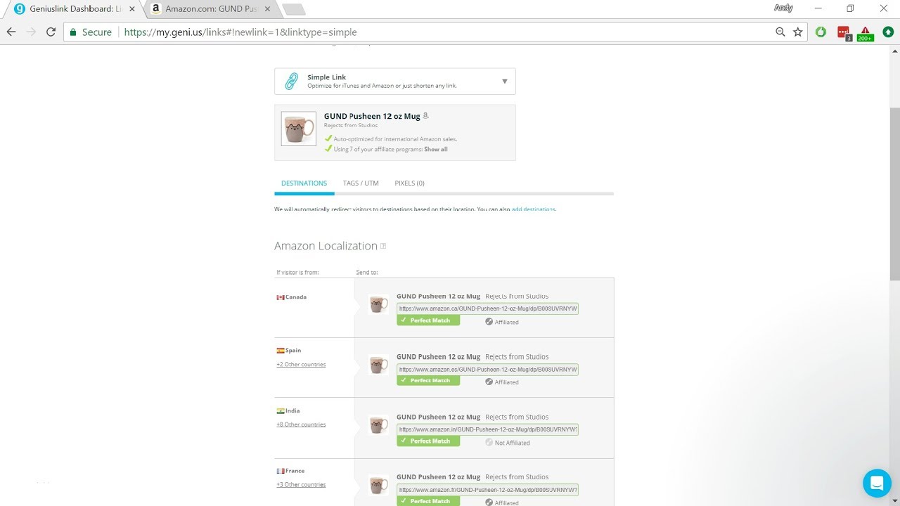 Building Amazon Associates Affiliate Links with Genius Link