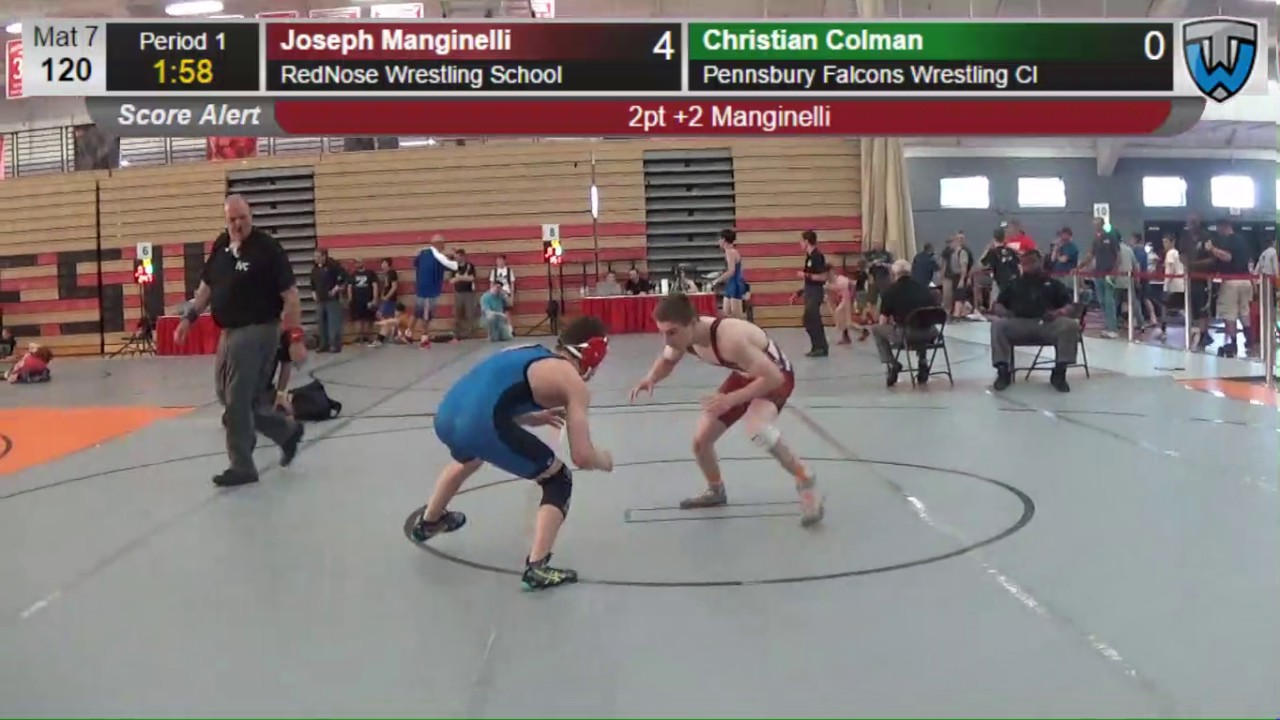 40 Cadet 120 Joseph Manginelli RedNose Wrestling School vs Christian Colman Pennsbury Falcons Wrestl