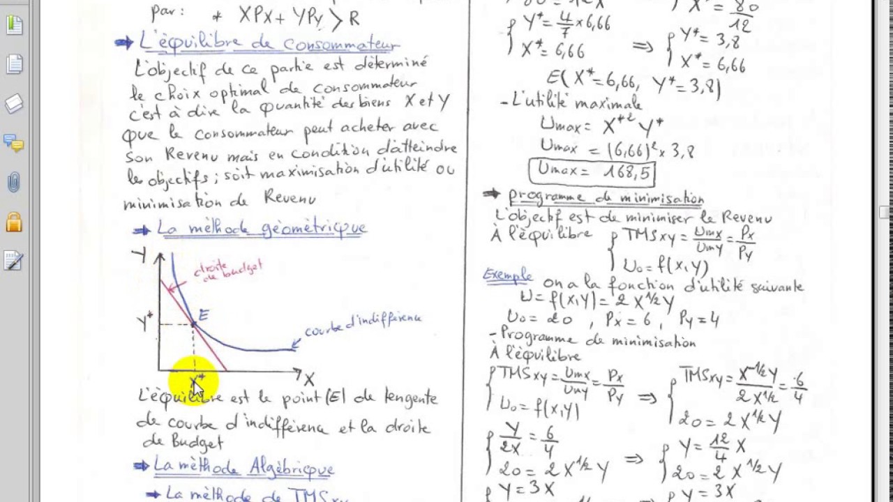 Microéconomie S1 partie 10 " l'équilibre de consommateur : la méthode de substitution maximisation "