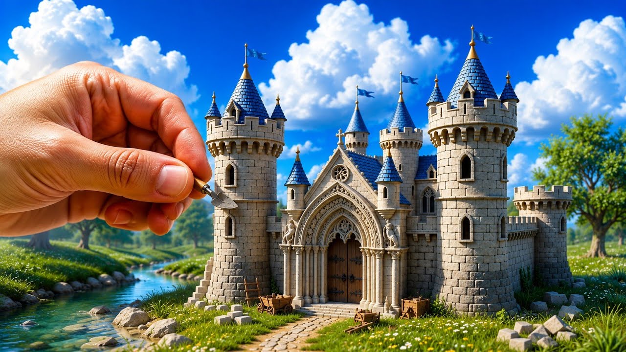 🏰 Miniature Luxury Castle Resort ASMR | From Empty Land to Royal Castle