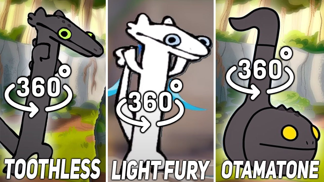 360&ordm; VR Toothless Dancing Vs Light Fury Vs Otamatone