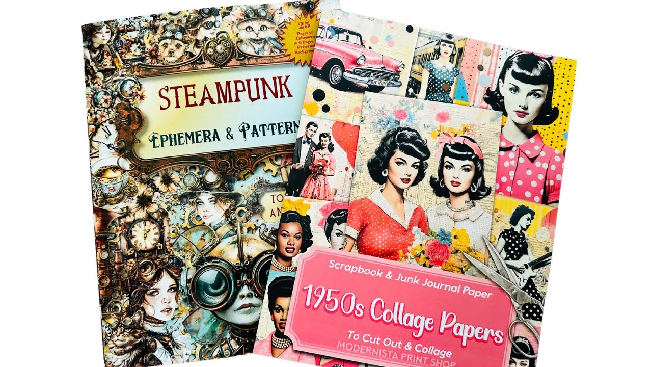 Collage Book Review⚙️🌹Making Steampunk postcards! Want one?