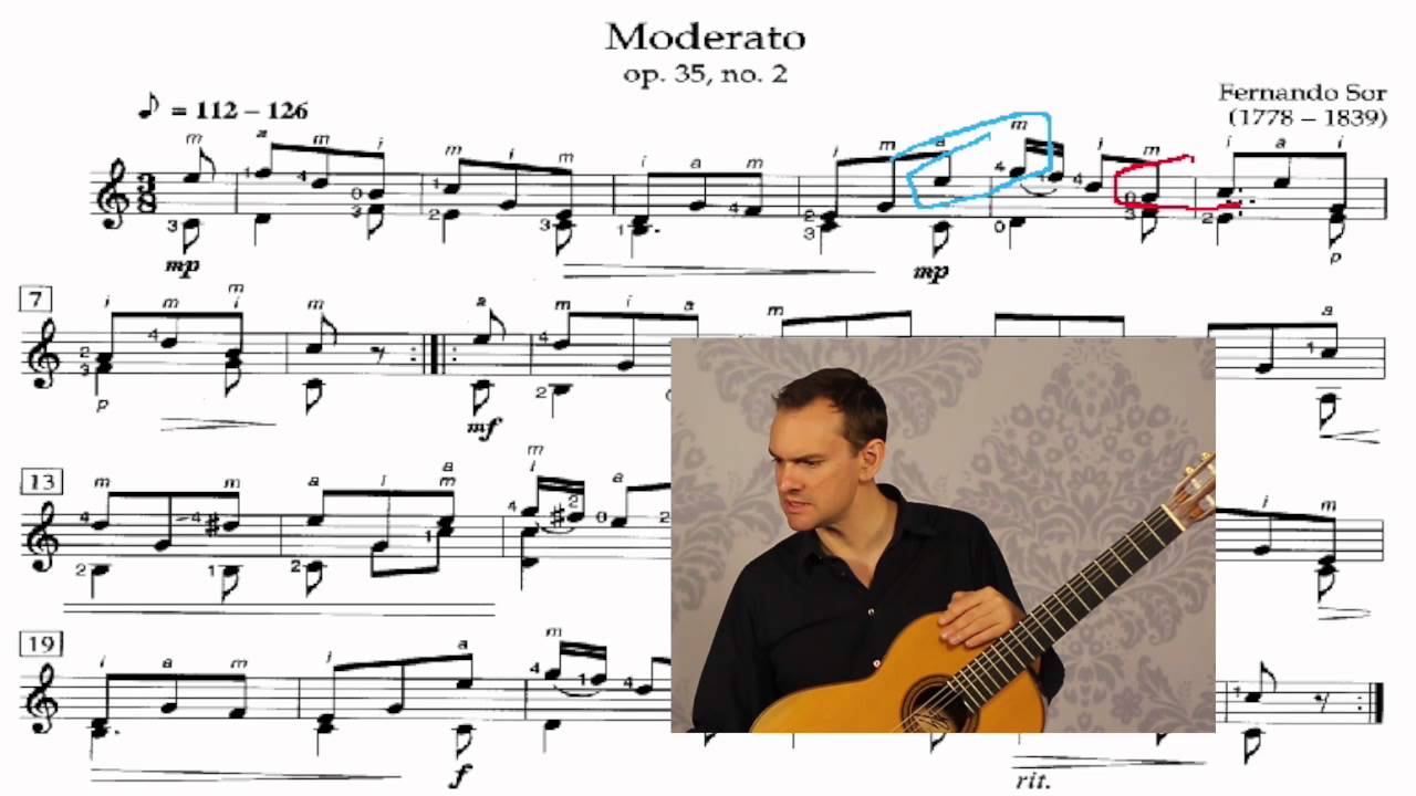 Full Lesson on Fernando Sor Guitar Moderato (op.35, no.2)
