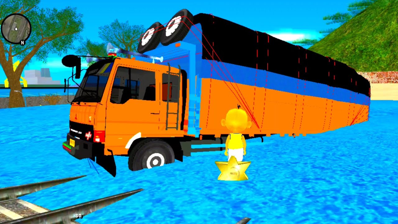 Upin dan ipin Pamer Truk Orange Fuso Panjang Saat Banjir, Ketemu Fizy dijalan 🤣 Dunia Poyo