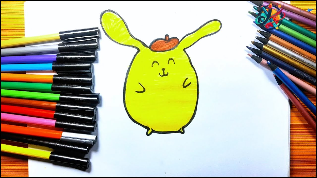 Cute POMPOMPURIN  Drawing 🐰🍮  Fun & Easy Kawaii Art for Kids