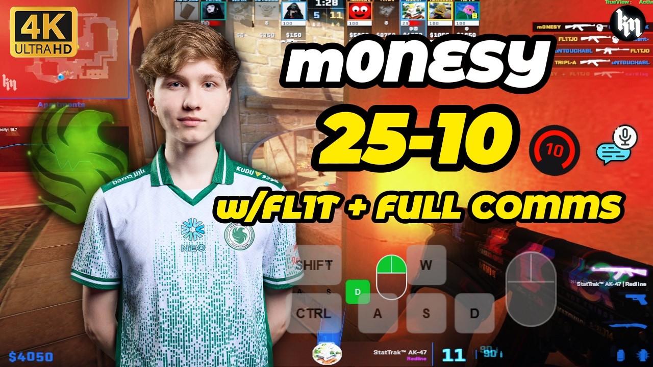 m0NESY POV with Keystrokes ON | FACEIT avg 3666 Elo with FL1T  | Ep.26 #cs2 #m0nesy #pov