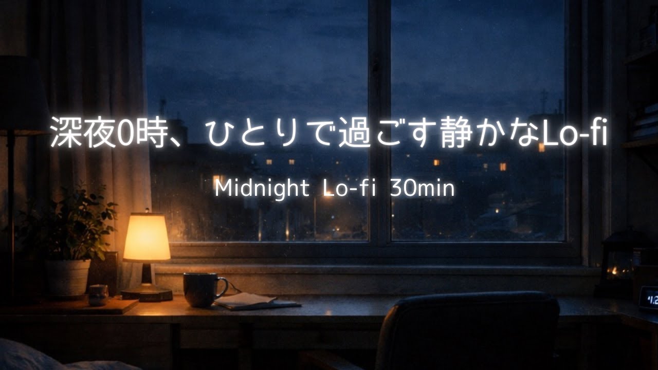 深夜0時、ひとりで過ごす静かなLo-fi🌙心を落ち着かせる夜のBGM【30分】Midnight Lo-fi｜Calm & Quiet Night Music