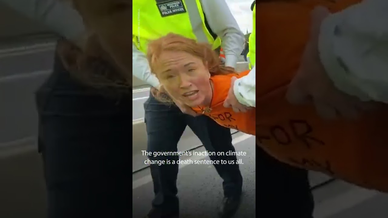Climate protester gives impassioned speech while carried by police | USA TODAY #Shorts