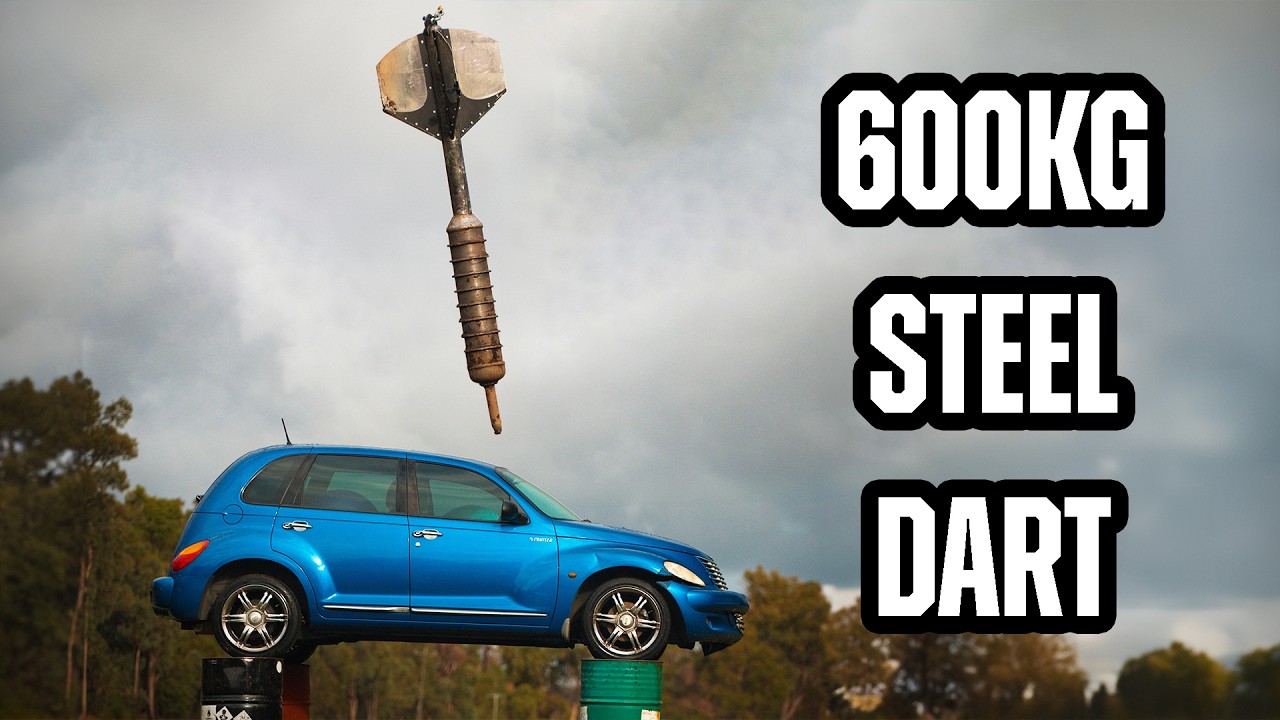 World's Largest Dart Vs Car from 60m!