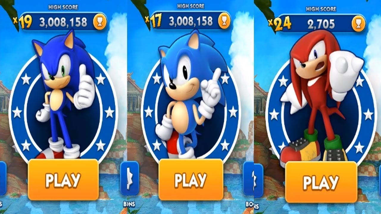 Sonic Dash Android Gameplay - SONIC VS CLASSIC SONIC VS KNUCKLES