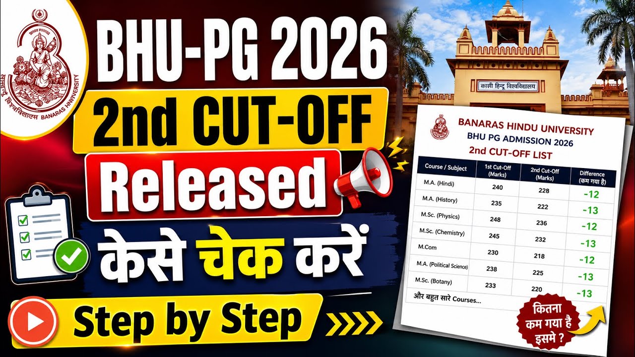 BHU PG 2026 2nd Cut Off Released | How to Check Step by Step | How Much Did the Cut Off Drop?