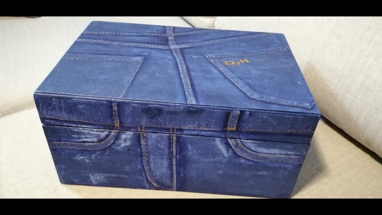 CAJA PINTADA COMO IMITACIÓN JEANS. Parte 2-3