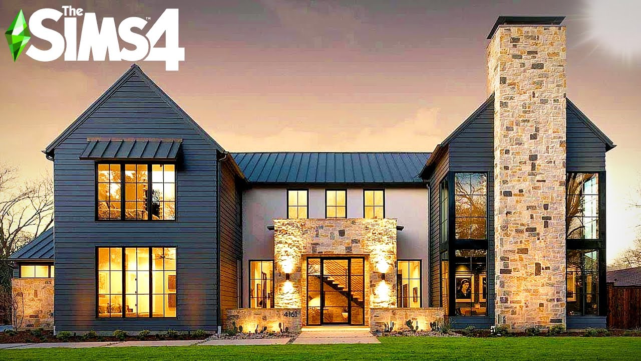 MODERN LAKE FARMHOUSE ~ Curb Appeal Recreation: Sims 4 Speed Build (no CC)