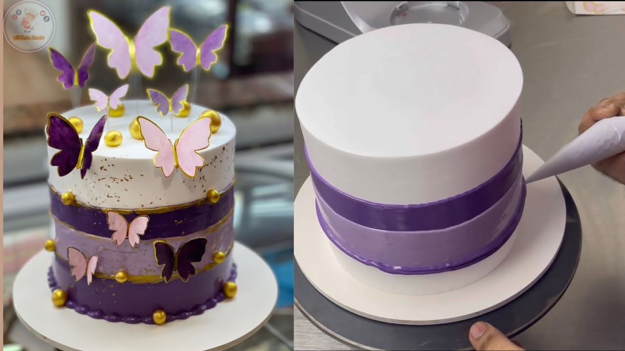 pink and purple butterfly cake| butterfly toppercake design|butterflycake decorations|purpule cake