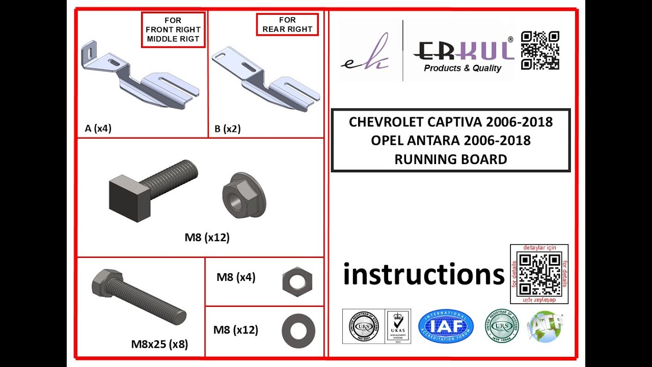 chevrolet captiva 2006-2018 / opel antara 2006-2018 running boards installation / yan basamak montaj