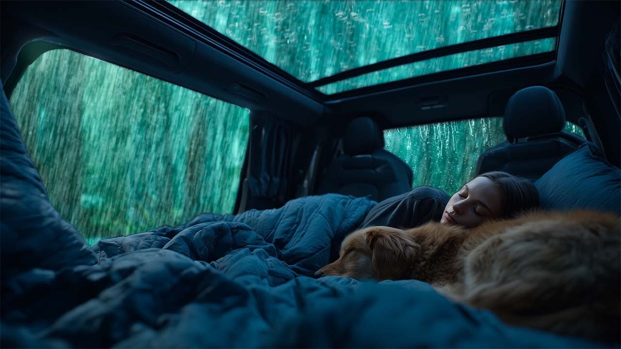 Peaceful Car Rainstorm ⛈️ Soft Thunder Sounds for Deep Relaxation