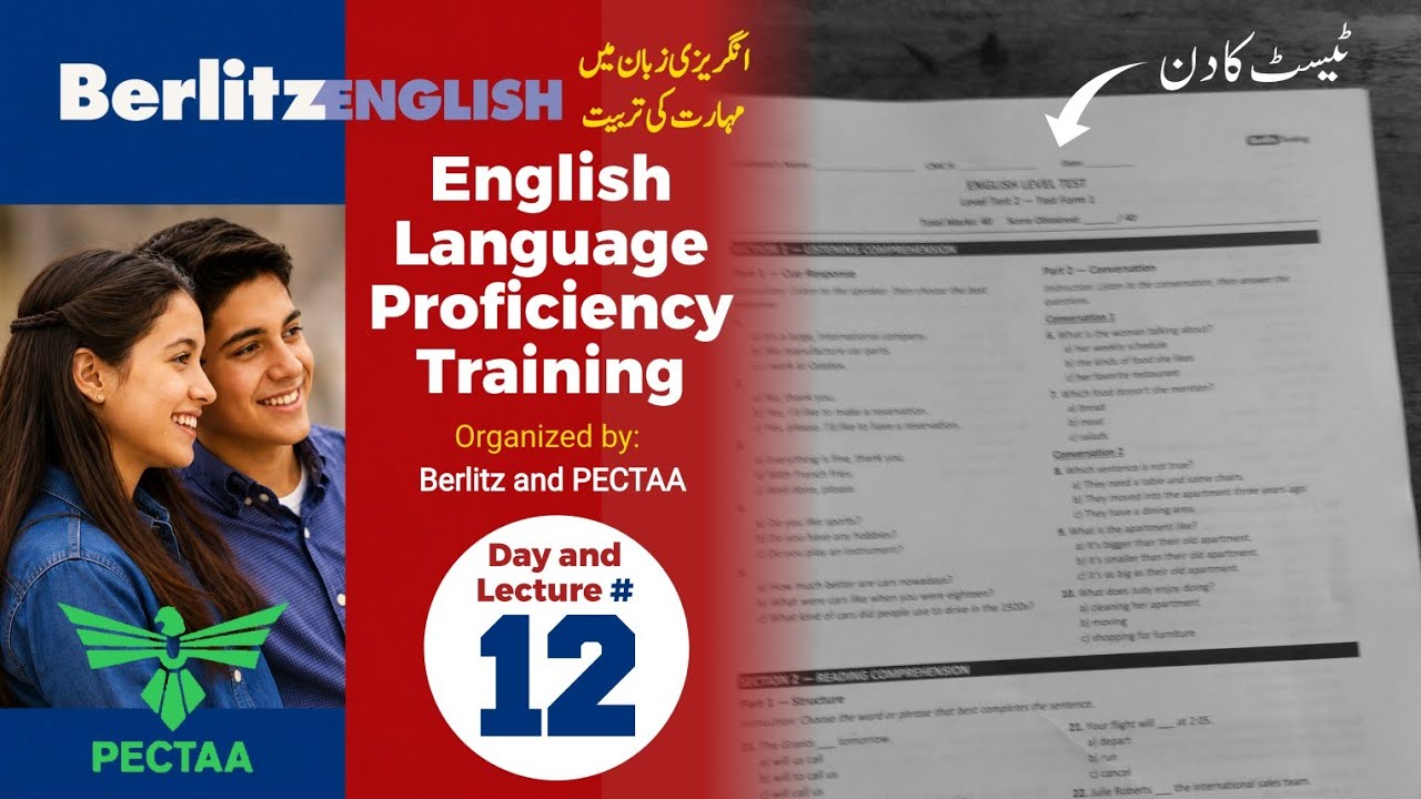 English Language Proficiency Training | Berlitz and PECTAA | Day 12 Mid Term Test of Level 2 Book