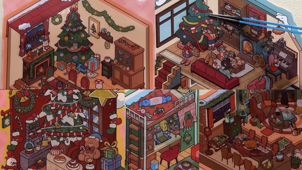 【ASMR】DIY 5 little xmas rooms in 15 mins. Which Christmas scene was your favorite?