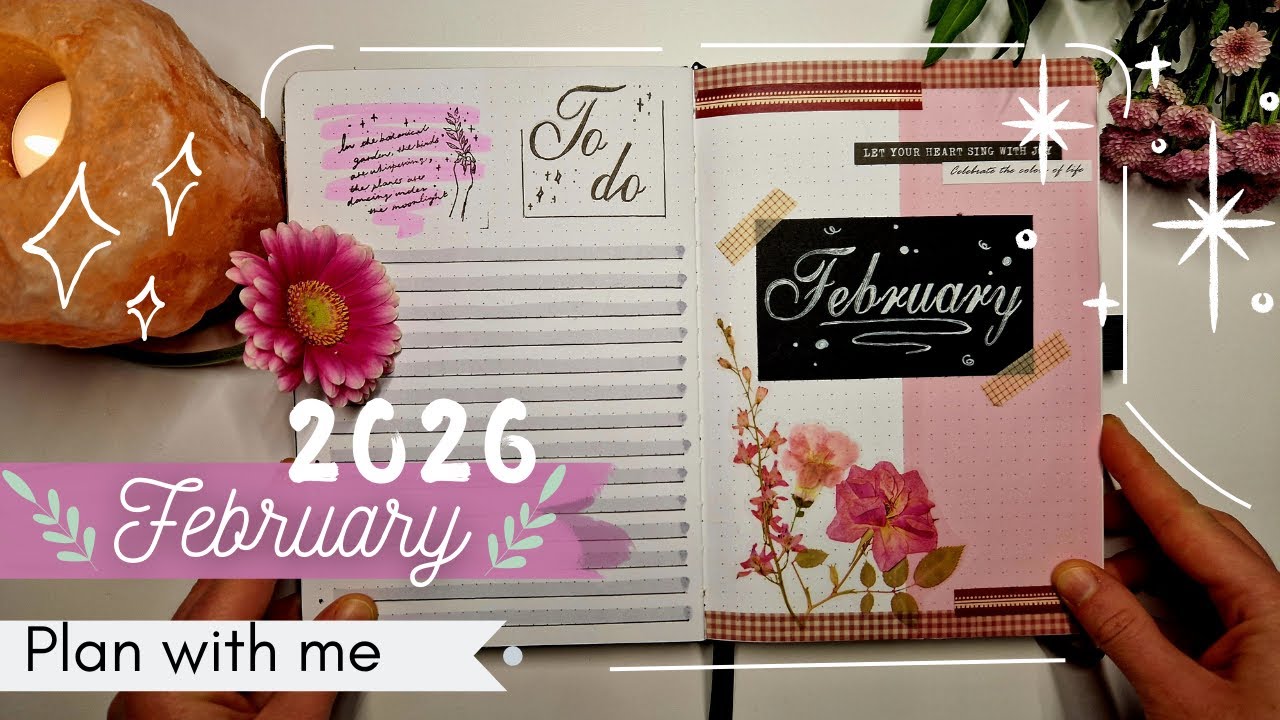February 2026 Plan With Me 🌸 Pink February Setup | Notebook Therapy