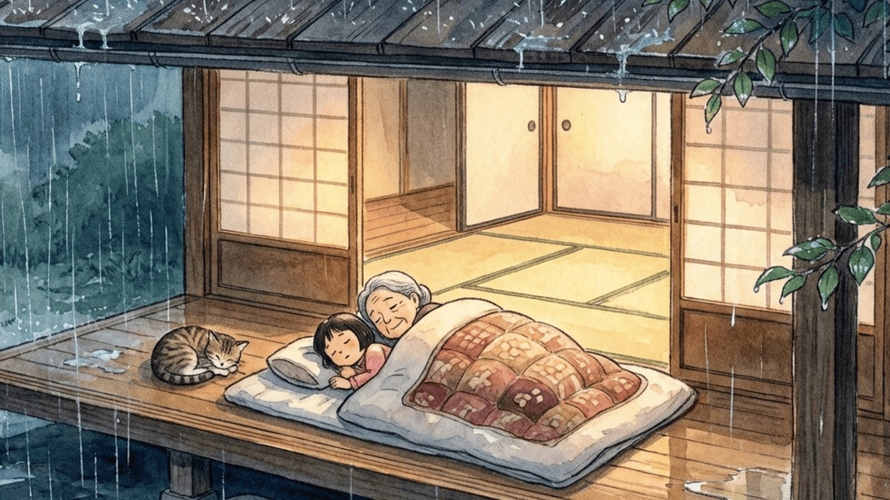 Cozy Rainy Night in the Forest House Cooking Ramen & Crafting Paper Lanterns  Ghibli Style ASMR