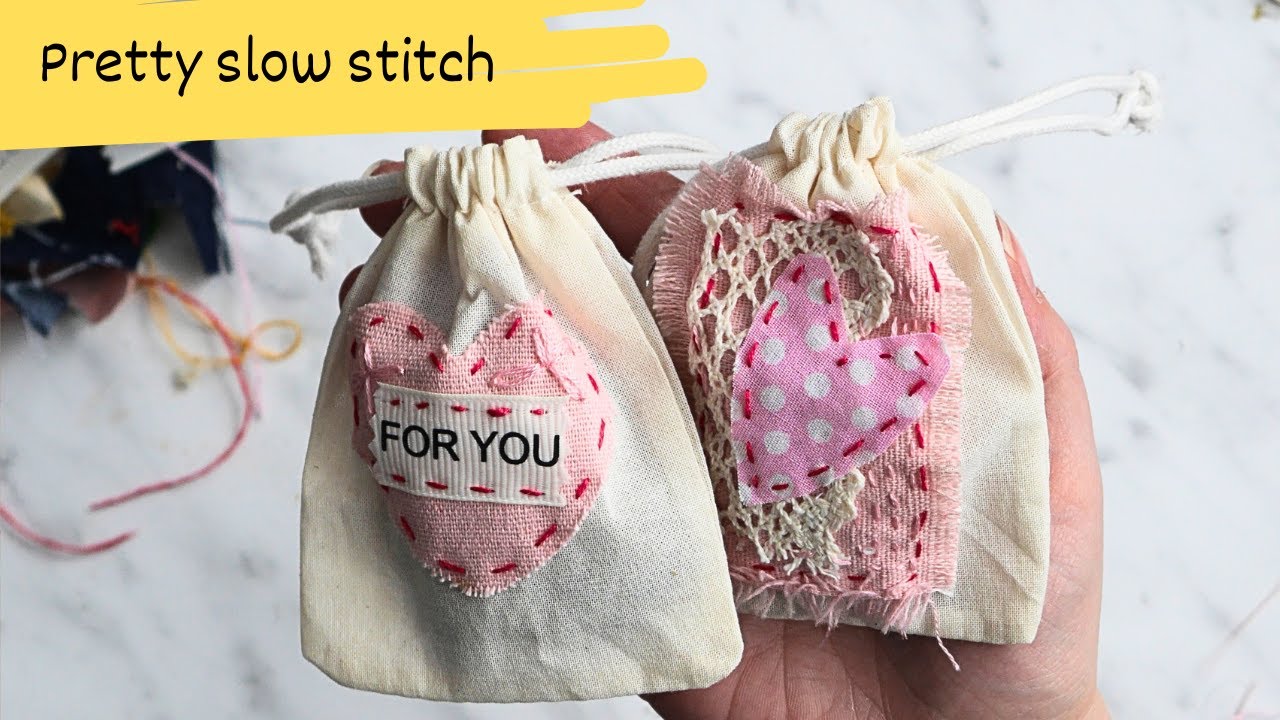 How to Decorate a Lavender Bag with Slow Stitching | Easy DIY Gift (20-Min stitch)