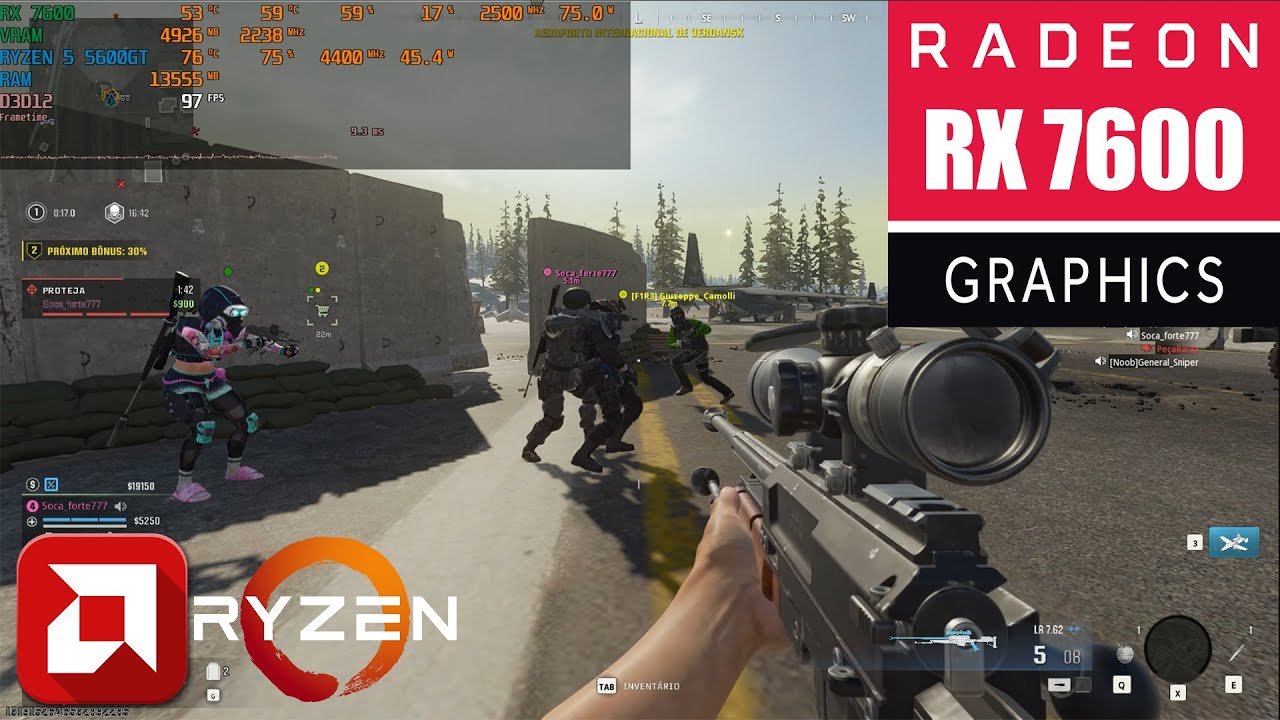 Warzone:  Vs RX 7600 8GB DESEMPENHO BRUTO em Batalhas Competitivas!