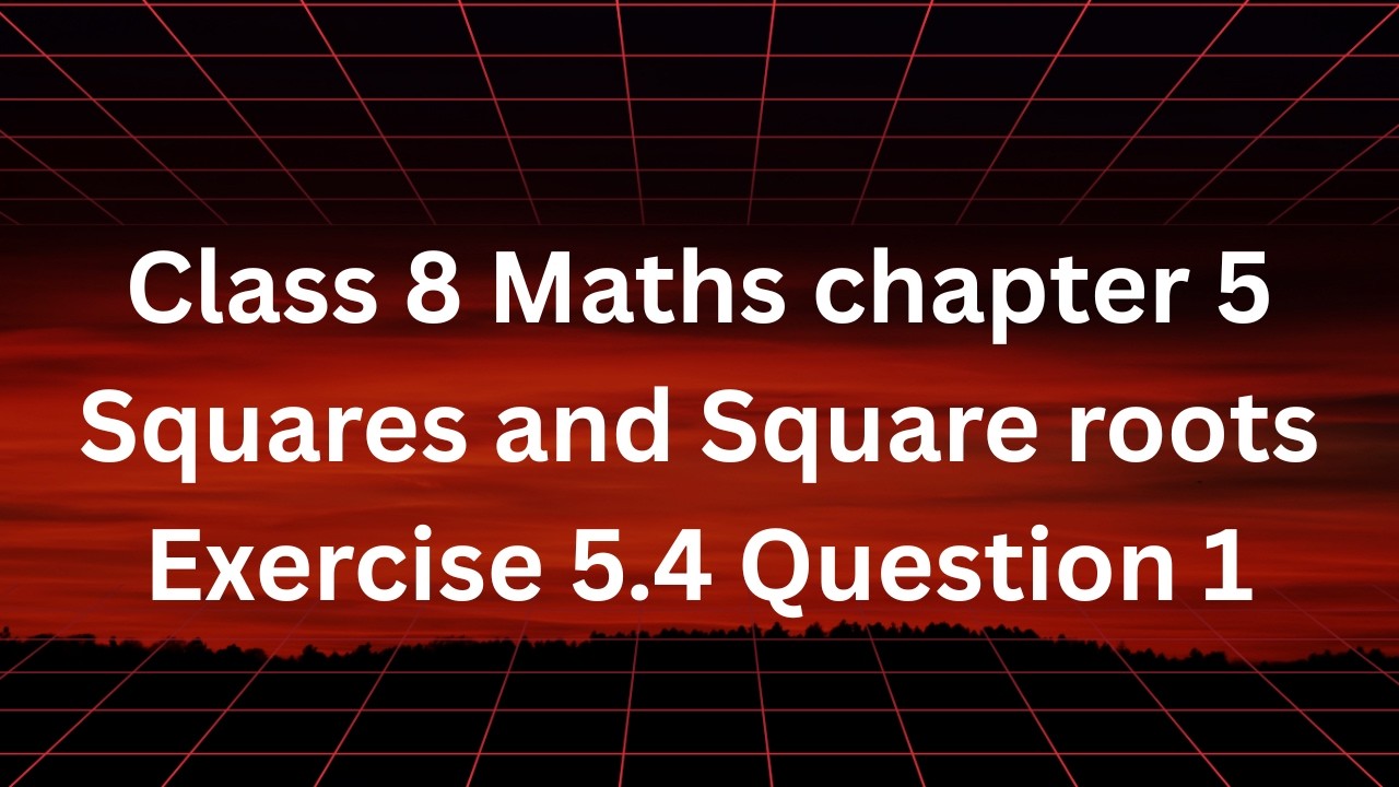 Class 8 Maths Chapter 5 Squares and Square Roots | Exercise 5.4 Question 1