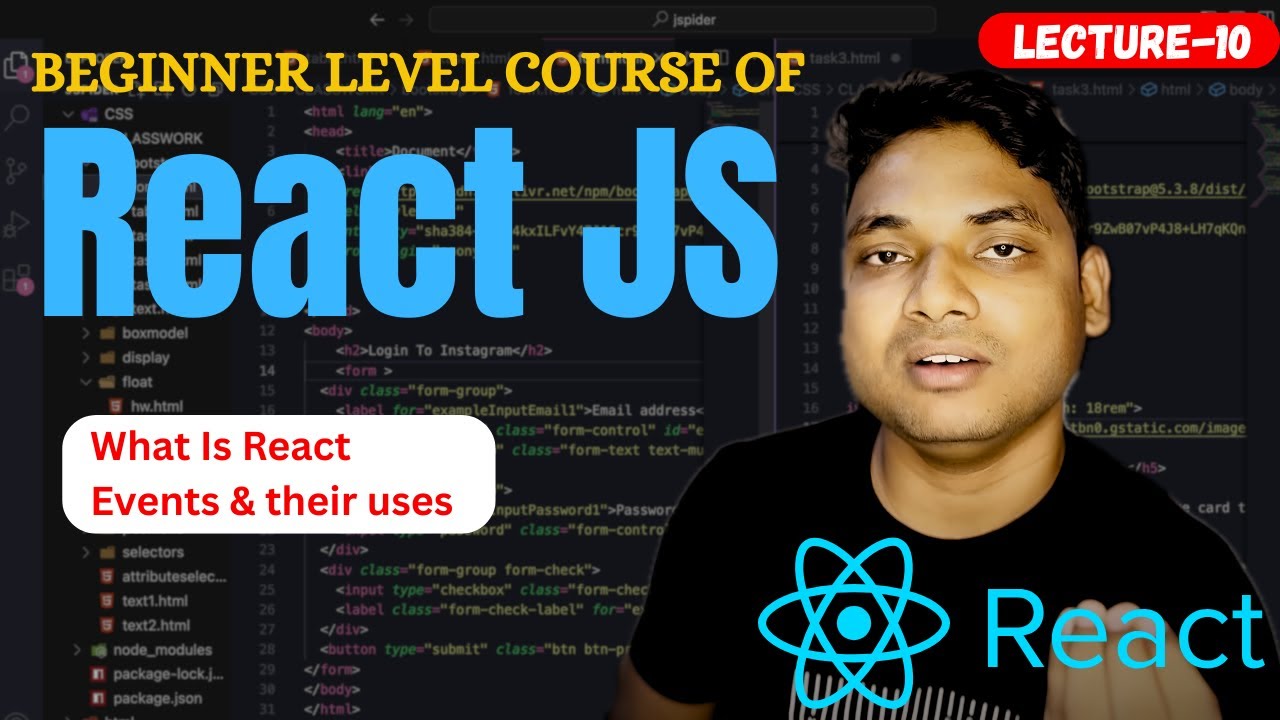 ReactJs Full Course || Lecture - 10 || What Is React Events and their uses By Maharufh In 2026