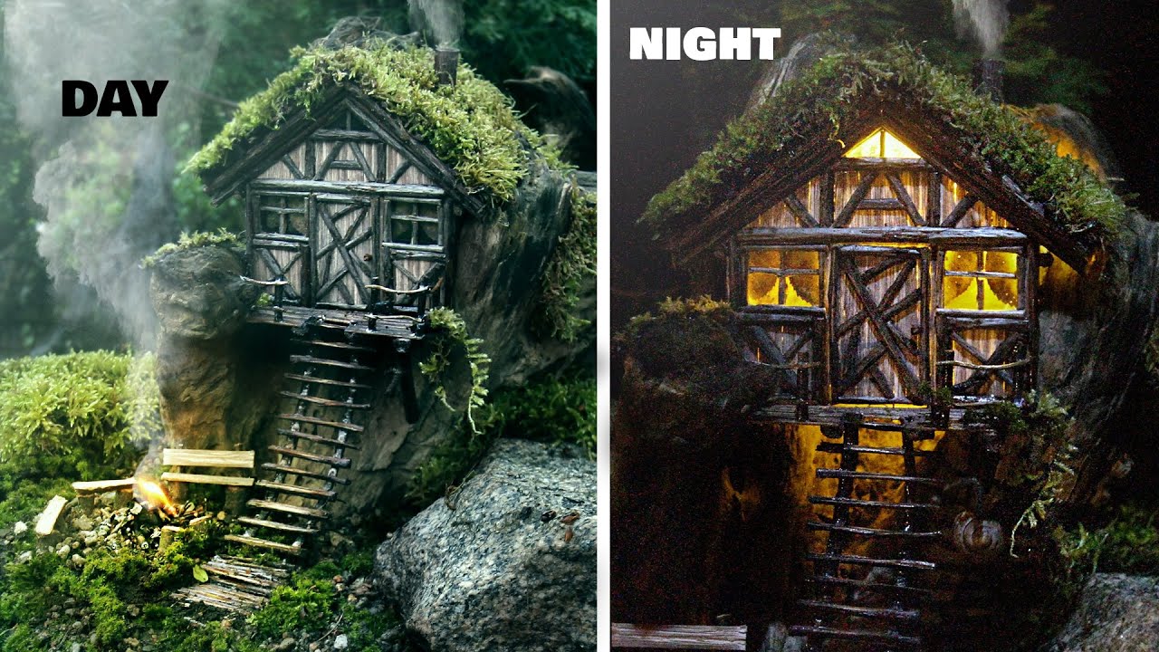 DIY Fairy House Diorama in the forest Using Natural Materials   - Tree House Diorama How to Make