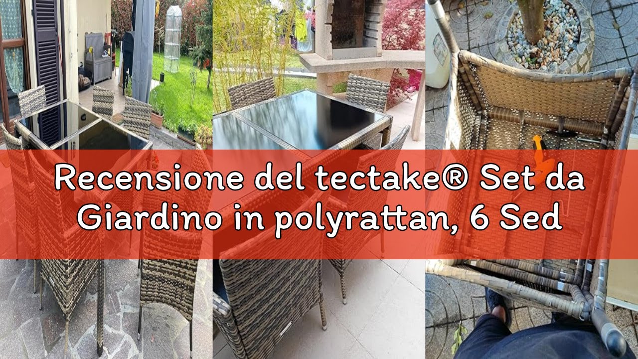 Recensione del tectake® Set da Giardino in polyrattan, 6 Sedie, 1 Tavolo, Molto Pratico, Sedie con P