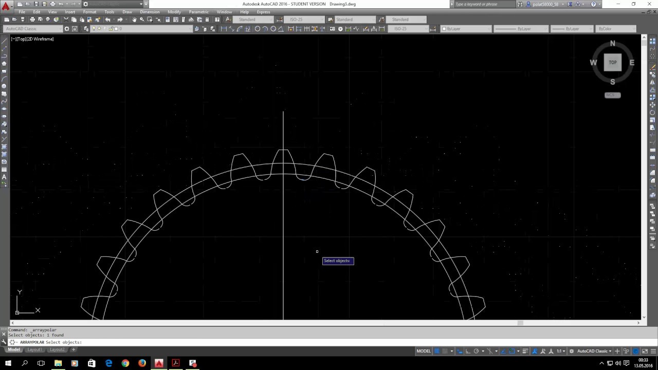 autocad düz dişli çark çizimi 1