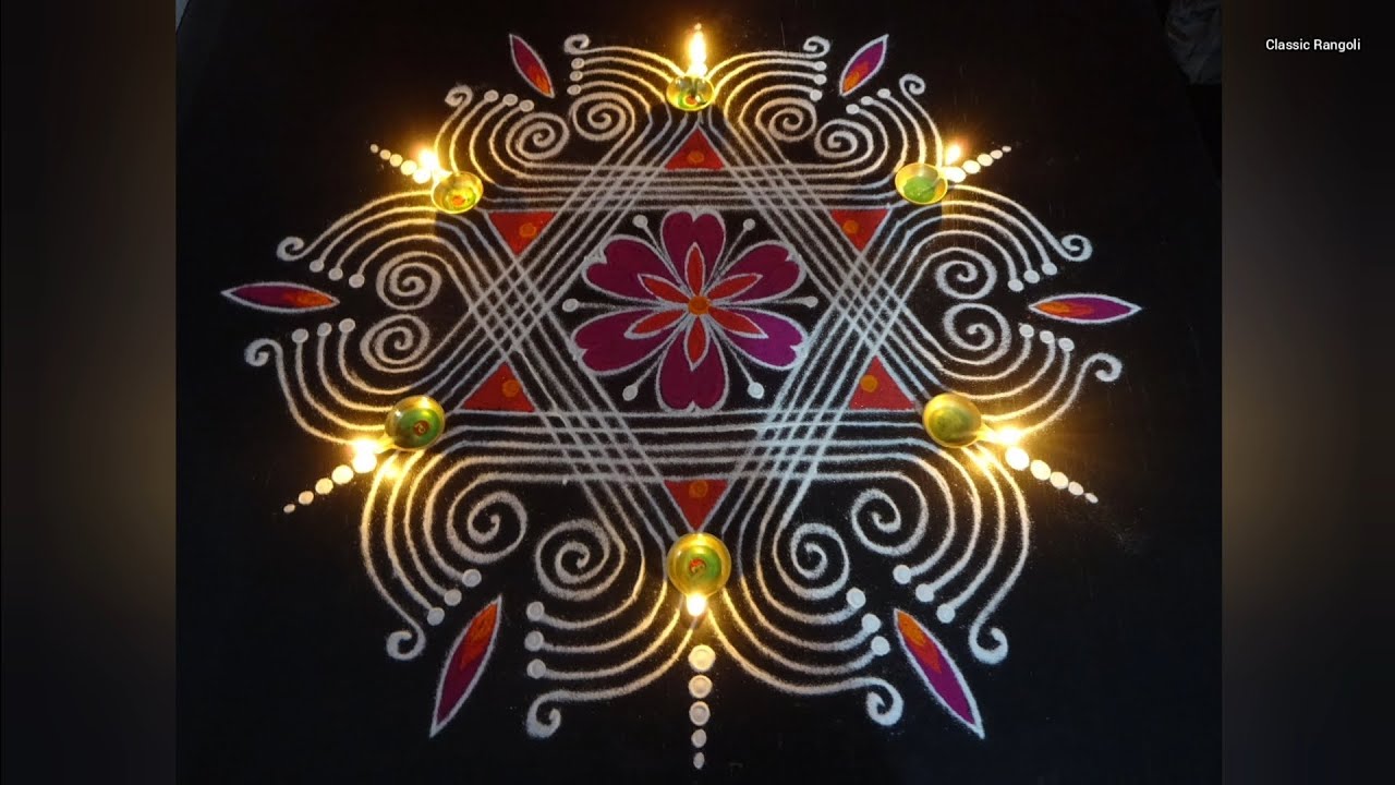 Karthigai Dheepam Kolam / 5×3 Dots kolam / Friday Padi Kolam / Easy Kolam / Classic Rangoli