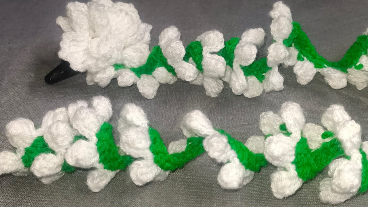 Crochet jasmine garland ( crochet jasmine gajara) design # hair accessories 